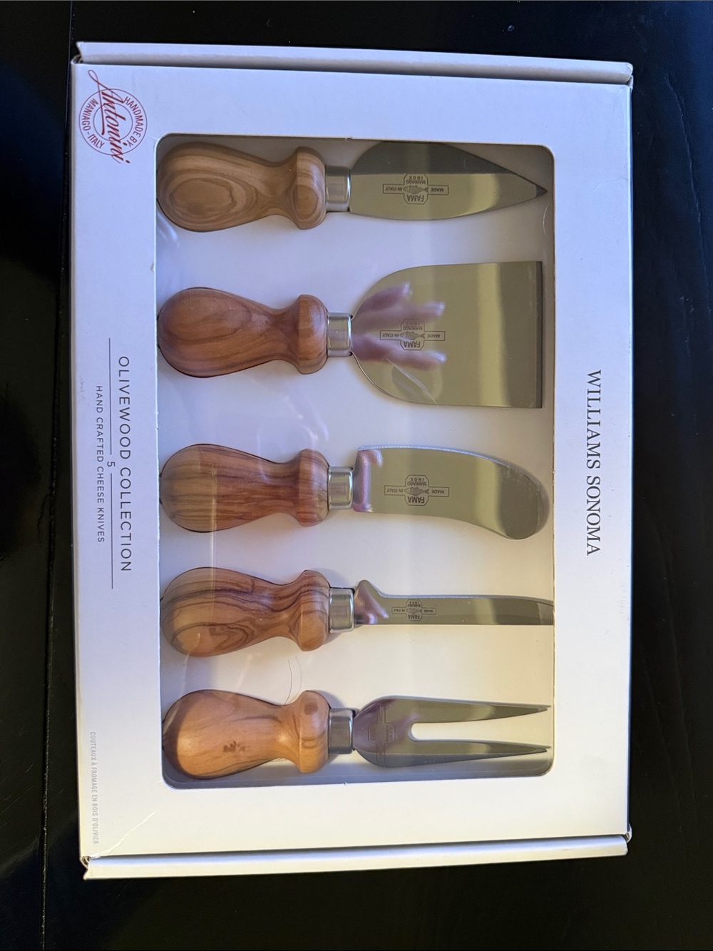 Williams Sonoma Olivewood Cheese Knife Set - Warm Brown Handles, Silver Blades